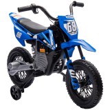 AIYAPLAY Motocicletă Electrică pentru Copii cu Roți Detașabile, Suspensii, Sunete și Indicator de &Icirc;ncărcare, Albastru | Aosom Romania