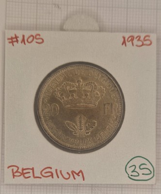 Belgia Belgium, 20 Francs 1935, KM#105, Argint, Leopold III foto