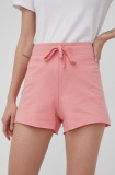 Cumpara ieftin GAP pantaloni scurti femei, culoarea roz, cu imprimeu, medium waist