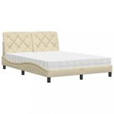 Cumpara ieftin Pat cu saltea, crem, 140x200 cm, textil