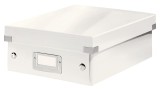 Cutie depozitare Leitz WOW Click &amp; Store Organizer, carton laminat, partial reciclat, cu capac, 22x10x28 cm, alb