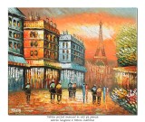 Cumpara ieftin Tablou pictat manual, Paris - Vedere turnul Eiffel, stilizat - 60x50cm ulei pe panza in cutit efect 3D