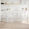 VidaXL Poartă c&acirc;ini pliabilă cu ușă, 4 panouri, alb, 320 cm, lemn plop 352249