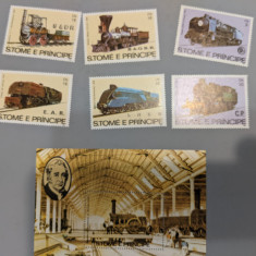 sao tome si principe - Timbre trenuri, locomotive, cai ferate, nestampilate, MNH