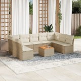 VidaXL Set canapele de grădină cu perne, 10 piese, bej, poliratan 3256121