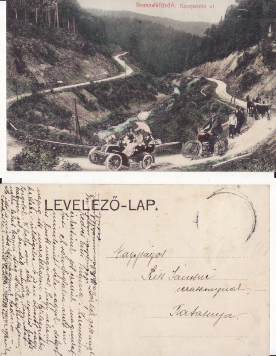Borsec , Borszek (Harghita) -Masina epoca, bicicleta , trasura- rara
