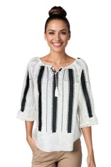 Bluza dama RFN 2 alb/negru mahon , marimea 2XL