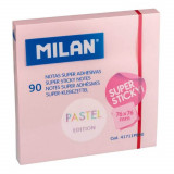 Notite Adezive Milan, Super Sticky, 90 File, 76x76 mm, Roz Pal, Bloc Notes, Post-it, Sticky Notes, Bloc de Hartie, Notite Adezive, Post-it-uri, Notite