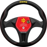 Husa volan Momo Comfort, microfibra, negru cu cusatura rosie