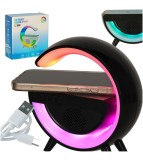 Lampa de veghe LED RGB incarcator inductiv si radio, negru, Oem
