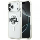 Husa MagSafe pentru Apple iPhone 17 Pro Max, Karl Lagerfeld, IML Sketch Logo Glitter Karl &amp; Choupette, Transparenta