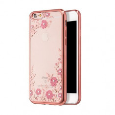 Husa Spate Forcell Bling Diamond Flower iPhone 6/6s Rose Gold foto