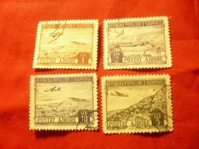 Serie mica Albania 1950 - Aviatie , 4 val. stampilate foto