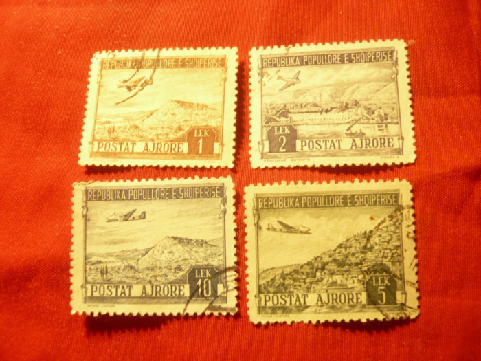 Serie mica Albania 1950 - Aviatie , 4 val. stampilate