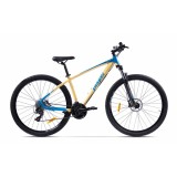 Bicicleta MTB Pegas Drumet, cadru aluminiu, marime M, 24 viteze, manete schimbator Shimano, frane disc fata/spate, roti 29 inch, Nisip