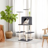 VidaXL Ansamblu de pisici, st&acirc;lpi din funie sisal, gri &icirc;nchis 144,5 cm