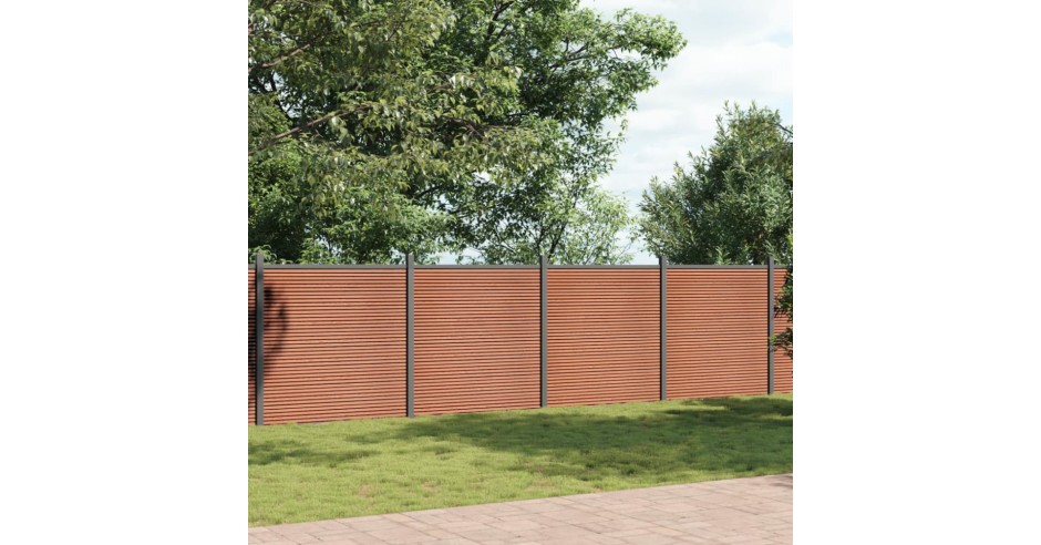 Panou gard WPC maro 1737x186 cm, compozit lemn-plastic, aluminiu ...