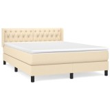 Cumpara ieftin Pat box spring cu saltea, crem, 140x200 cm, textil