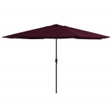 vidaXL Umbrelă de soare de exterior, st&acirc;lp metalic, roșu bordo, 390 cm