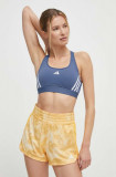 Adidas Performance pantaloni scurți de antrenament Pacer culoarea galben, modelator, high waist, IS4241