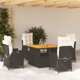 vidaXL Set mobilier de grădină cu perne, 5 piese, negru, poliratan 3277437