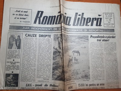romania libera 16 august 1990-art. s.o.s. taranii din moldoova foto