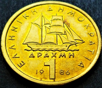 Moneda 1 DRAHMA - GRECIA, anul 1986 *cod 1253 = A.UNC / &amp;Kappa;&amp;Omega;&amp;Nu;&amp;Sigma;&amp;Tau;&amp;Alpha;&amp;Nu;&amp;Tau;&amp;Iota;&amp;Nu;&amp;Omicron;&amp;Sigma; &amp;Kappa;&amp;Alpha;&amp;Nu;&amp;Alpha;&amp;Rho;&amp;Eta;&amp;Sigma; foto