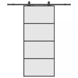 Cumpara ieftin Usa glisanta cu set de feronerie neagra 90x205 cm Sticla ESG