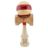Jucarie de indemanare din lemn, Kendama X, Frequency Flippy, Super Sticky, 18 cm, Rosu, Maro