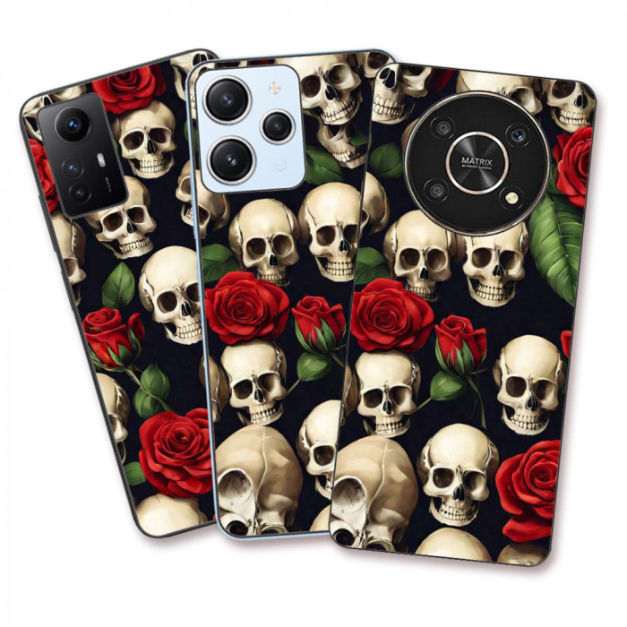 Husa Xiaomi Redmi Note 12 5G Silicon Gel Tpu Model Skulls and Roses