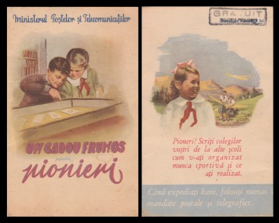 1956 Mini clasor original pentru Pionieri, editat de Posta RPR foto