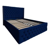Pat Matrimonial Allegria tapitat cu somiera rabatabila diverse dimensiuni, culoare bleumarin - 120x200