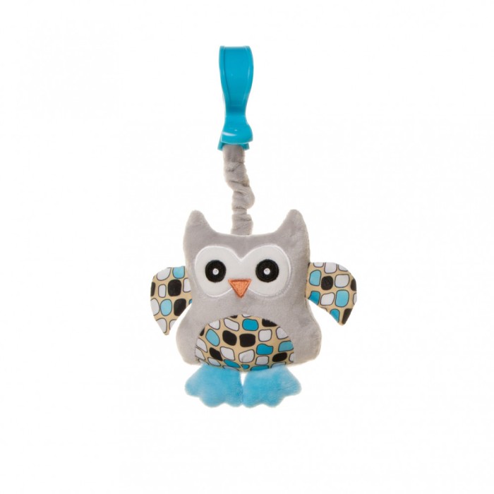 Jucarie de plus pentru carucior/patut 4Baby SQUEEZE Bufnite Albastre