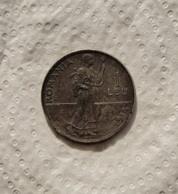 Moneda de 1 leu din 1914 foto