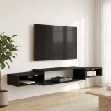 vidaXL Sistem de TV montat pe perete Montare pe perete Stejar Negru 8006006