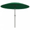 Umbrelă de soare de exterior, st&acirc;lp aluminiu, verde, 270 cm
