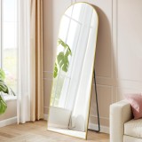 SONGMICS Oglinda podea, cu rama aluminiu si sticla securizata, design curbat, 160x50 cm, auriu Household NewTrend