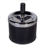 Scrumieră Metalică Anti V&acirc;nt, Neagră Mat, Diametru 9 cm, &Icirc;nălțime 14 cm