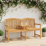 vidaXL Bancă din lemn sculptată manual cu flori natural 42030017