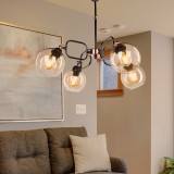 H&auml;ngeleuchte Crawley 4xE27 Metall Glas Schwarz / Kupferfarben [lux.pro] HausGarden Leisure