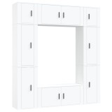Set dulap TV, 8 piese, alb, lemn prelucrat