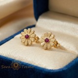 Cumpara ieftin Cercei Floare de Roz , Cercei cu tija placati 18K Brazili