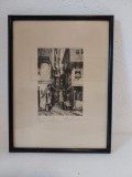 Gravura originala de Rudolf Muller - Frankfurt a. M. &ndash; Rumpfsche Gasschen, 25x19 cm, Peisaje, Cerneala, Realism