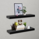 VidaXL Rafturi de perete suspendate, 2 buc., negru, 40 x 20 x 3,8 cm