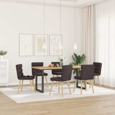 vidaXL Scaune de bucătărie, 6 buc., maro &icirc;nchis, material textil
