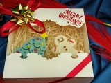 Set Cadou Craciun , Lumanare Bradut Om de Zapada in Cutie Merry Christmas, Handmade