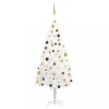 VidaXL Brad Crăciun pre-iluminat artificial, set globuri, alb, 180 cm