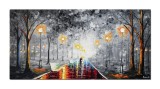 Cumpara ieftin Tablou pictat manual living, dormitor, Impreuna spre viitor, 120x60cm ulei pe panza in cutit efect 3D, gata de agatat pe perete