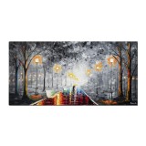 Tablou pictat manual living, dormitor, Impreuna spre viitor, 120x60cm ulei pe panza in cutit efect 3D, gata de agatat pe perete