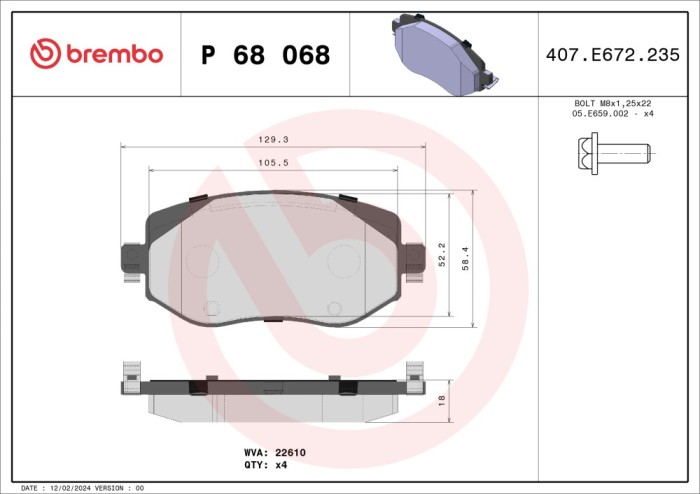 BREMBO P 68 068 PRIME LINE set placute frana disc